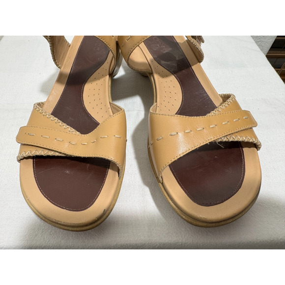 Ecco Womens Tan Leather Sandals Slingback Wedge Heel Sz 9.5 Euro 40 Open Toe - Picture 8 of 8